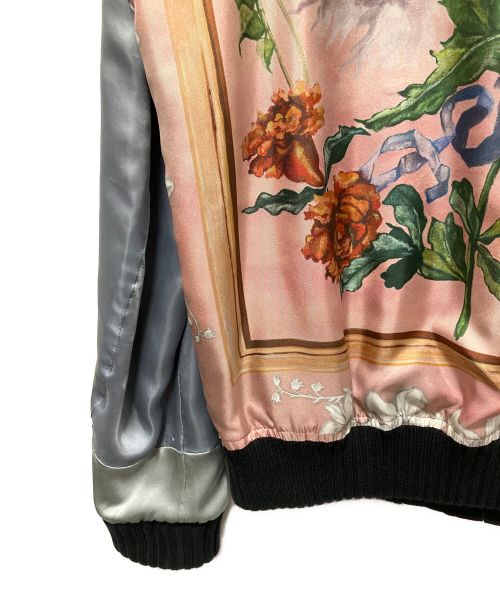 GUCCI（グッチ）GUCCI (グッチ) フラワープリントリバーシブルブルゾン スカイブルー×ブラック サイズ:48の古着・服飾アイテム