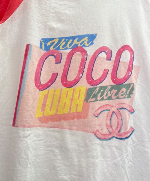 CHANEL（シャネル）CHANEL (シャネル) ココ キューバ Tシャツ ホワイト×ピンク サイズ:Sの古着・服飾アイテム