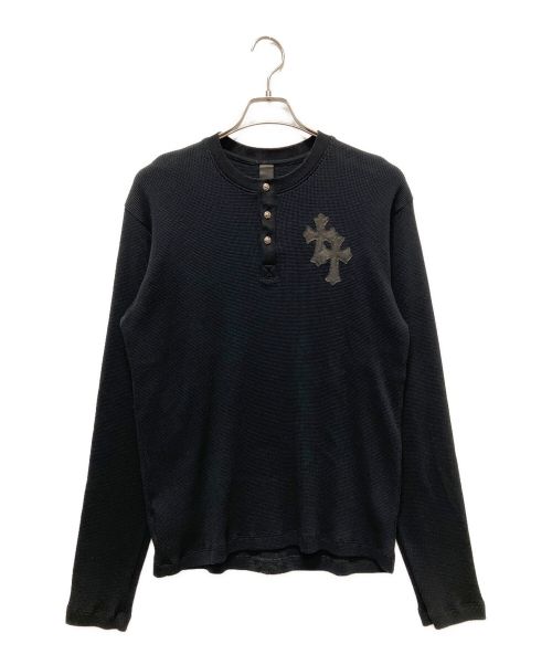 CHROME HEARTS（クロムハーツ）CHROME HEARTS (クロムハーツ) クロスレザーパッチサーマルカットソー ブラック サイズ:FREEの古着・服飾アイテム