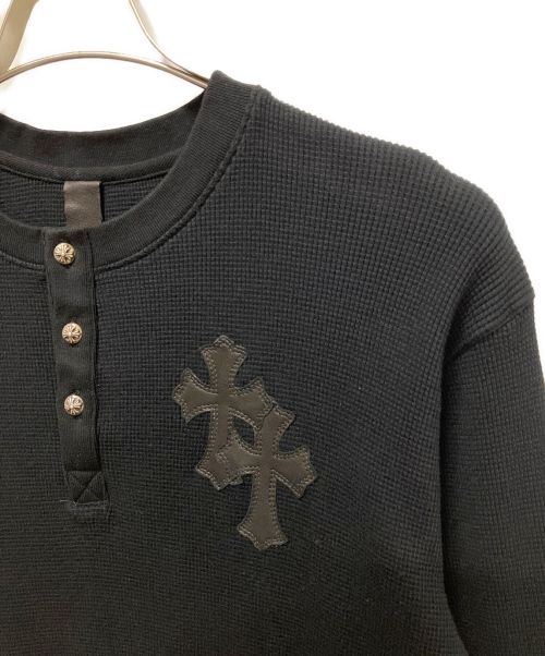 CHROME HEARTS（クロムハーツ）CHROME HEARTS (クロムハーツ) クロスレザーパッチサーマルカットソー ブラック サイズ:FREEの古着・服飾アイテム