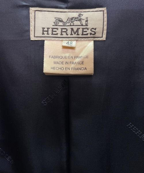 HERMES（エルメス）HERMES (エルメス) ナイロンシングルトレンチコート ネイビー サイズ:48の古着・服飾アイテム