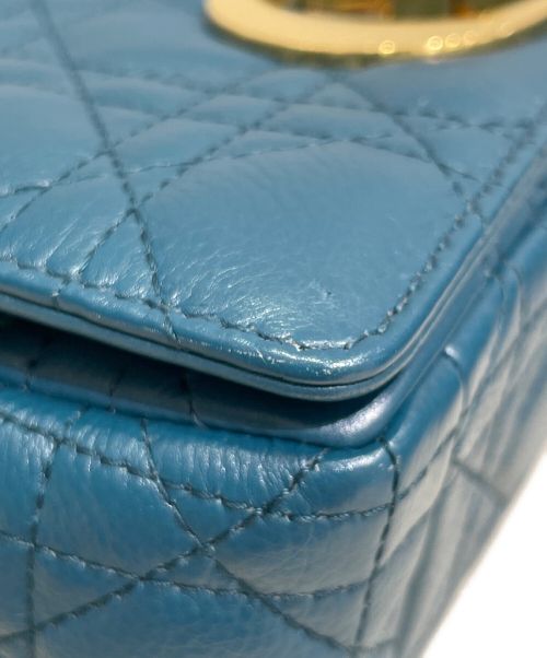 Christian Dior（クリスチャン ディオール）Christian Dior (クリスチャン ディオール) カロ スモール カナージュカーフスキンバッグ スカイブルー サイズ:スモールの古着・服飾アイテム