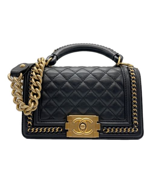 CHANEL（シャネル）CHANEL (シャネル) ボーイシャネル トップハンドル2wayバッグ ブラックの古着・服飾アイテム