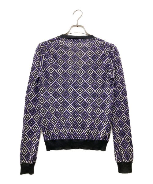 PRADA（プラダ）PRADA (プラダ) ニットカーディガン パープル×ブラック サイズ:38の古着・服飾アイテム