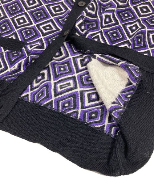 PRADA（プラダ）PRADA (プラダ) ニットカーディガン パープル×ブラック サイズ:38の古着・服飾アイテム