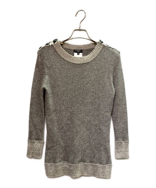 CHANEL（シャネル）CHANEL (シャネル) ショルダーボタンニット グレー サイズ:36の古着・服飾アイテム