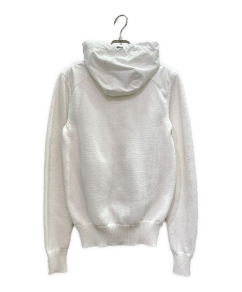 HERNO（ヘルノ）HERNO (ヘルノ) ミドルゲージ ニット 切替 ジップアップフーディ ホワイト サイズ:48の古着・服飾アイテム