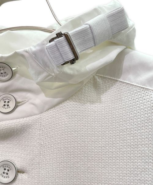 HERNO（ヘルノ）HERNO (ヘルノ) ミドルゲージ ニット 切替 ジップアップフーディ ホワイト サイズ:48の古着・服飾アイテム