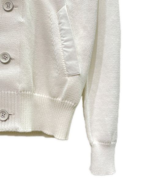 HERNO（ヘルノ）HERNO (ヘルノ) ミドルゲージ ニット 切替 ジップアップフーディ ホワイト サイズ:48の古着・服飾アイテム