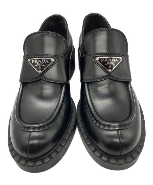 PRADA（プラダ）PRADA (プラダ) ロゴプレートローファー ブラック サイズ:38の古着・服飾アイテム