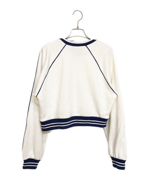 GUCCI（グッチ）GUCCI (グッチ) Interlocking G logo-embroidered Cropped Sweatshirt ホワイト×ネイビー サイズ:XSの古着・服飾アイテム