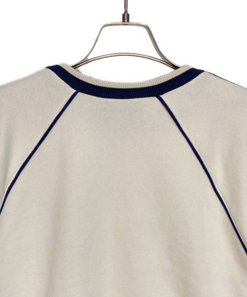 GUCCI（グッチ）GUCCI (グッチ) Interlocking G logo-embroidered Cropped Sweatshirt ホワイト×ネイビー サイズ:XSの古着・服飾アイテム