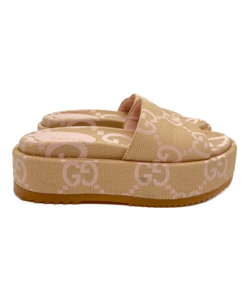 GUCCI（グッチ）GUCCI (グッチ) GGキャンバスサンダル ベージュ×ピンク サイズ:35の古着・服飾アイテム
