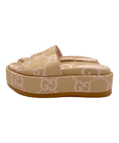 GUCCI（グッチ）GUCCI (グッチ) GGキャンバスサンダル ベージュ×ピンク サイズ:35の古着・服飾アイテム