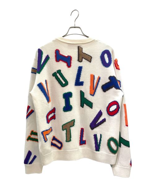 LOUIS VUITTON（ルイ ヴィトン）LOUIS VUITTON (ルイ ヴィトン) NBA (エヌビーエー) コラボレーター マルチ ロゴ クルーネック ニット ホワイト×マルチカラー サイズ:Lの古着・服飾アイテム