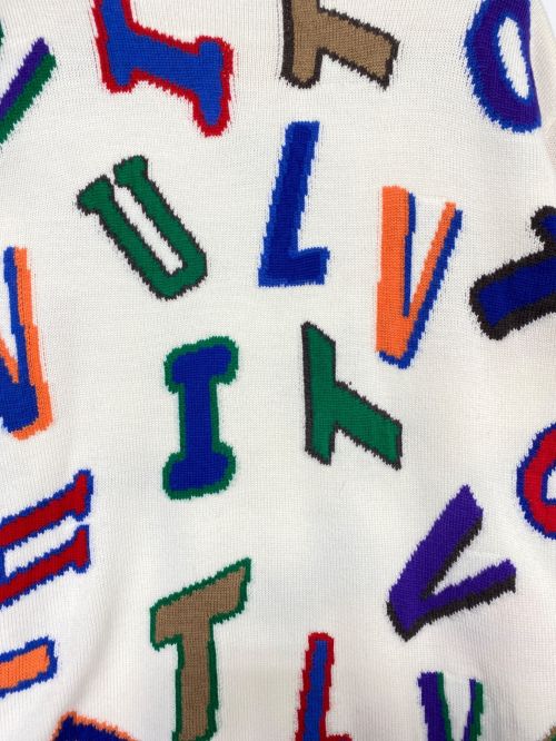 LOUIS VUITTON（ルイ ヴィトン）LOUIS VUITTON (ルイ ヴィトン) NBA (エヌビーエー) コラボレーター マルチ ロゴ クルーネック ニット ホワイト×マルチカラー サイズ:Lの古着・服飾アイテム
