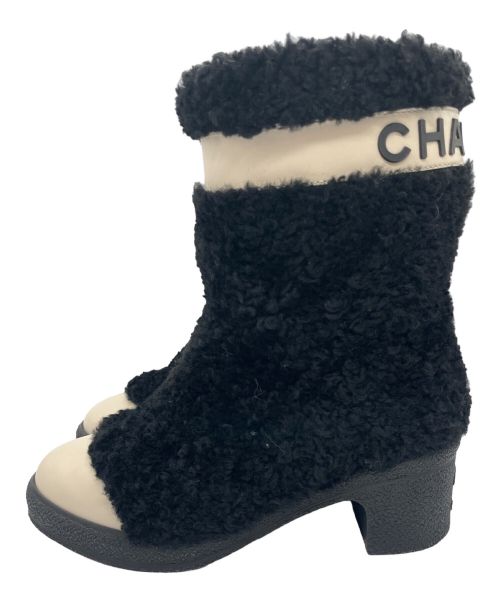 CHANEL（シャネル）CHANEL (シャネル) ムートン切替ブーツ ブラック サイズ:36の古着・服飾アイテム