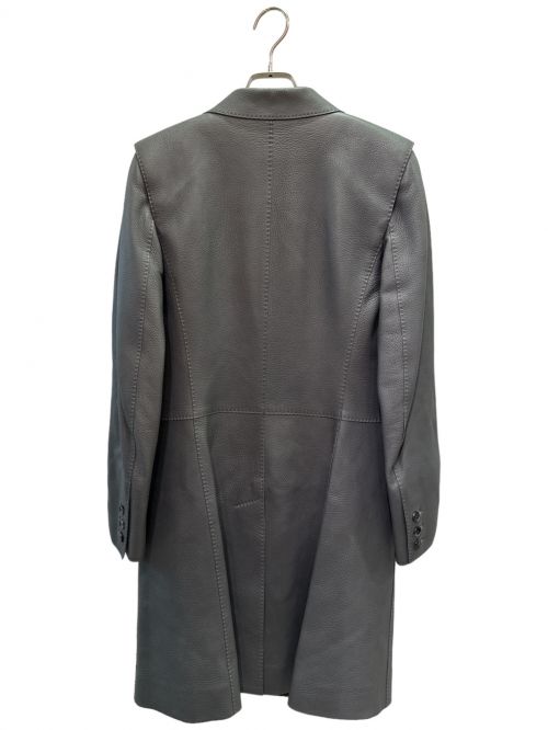 HERMES（エルメス）HERMES (エルメス) ダブルブレストレザーコート グレー サイズ:36の古着・服飾アイテム