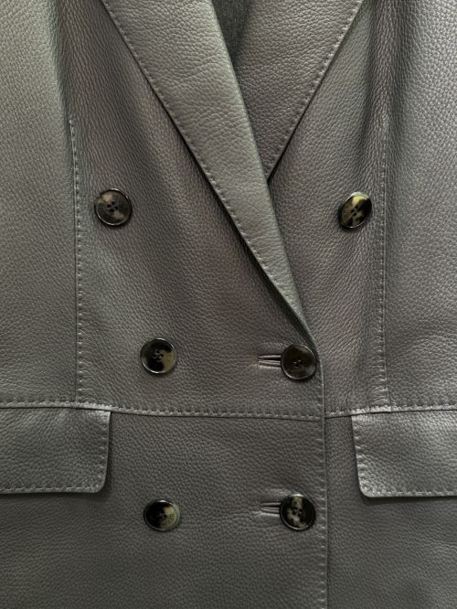 HERMES（エルメス）HERMES (エルメス) ダブルブレストレザーコート グレー サイズ:36の古着・服飾アイテム