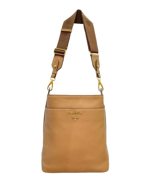 PRADA（プラダ）PRADA (プラダ) レザーショルダーバッグ キャメルの古着・服飾アイテム