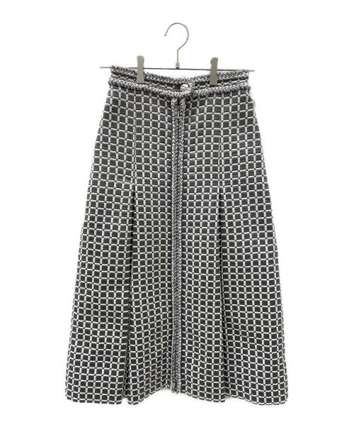 CHANEL（シャネル）CHANEL (シャネル) ラメ台形スカート ライトグレー×ホワイト サイズ:34の古着・服飾アイテム