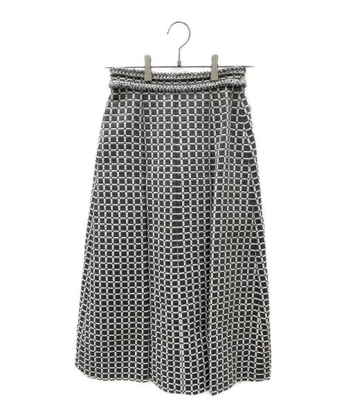 CHANEL（シャネル）CHANEL (シャネル) ラメ台形スカート ライトグレー×ホワイト サイズ:34の古着・服飾アイテム