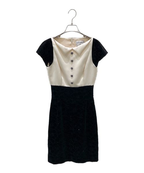 CHANEL（シャネル）CHANEL (シャネル) 切り替えワンピース ベージュ×ブラック サイズ:34の古着・服飾アイテム
