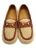 GUCCI (グッチ) ホースビットモカシン ベージュ×ブラウン サイズ:8：32000円