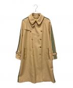 GUCCI×adidas Originalsグッチ×アディダスオリジナル）の古着「ベルト付き ダブルブレスト コート」｜ベージュ×グリーン