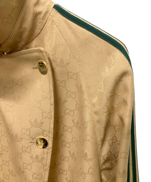 GUCCI（グッチ）GUCCI (グッチ) adidas Originals (アディダスオリジナル) ベルト付き ダブルブレスト コート ベージュ×グリーン サイズ:46の古着・服飾アイテム