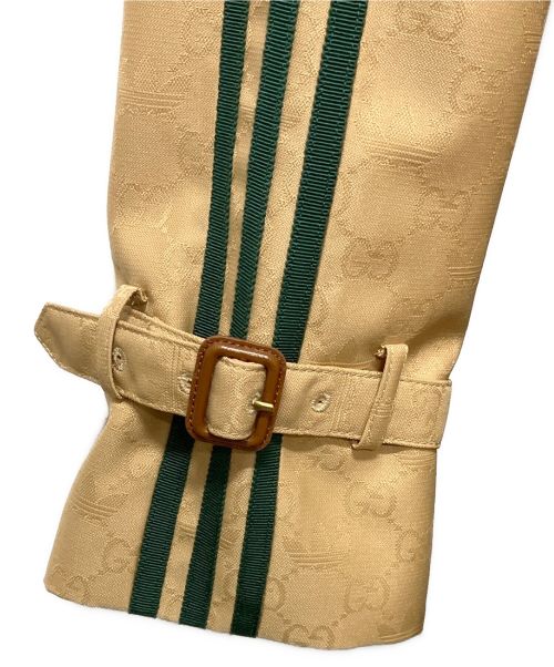 GUCCI（グッチ）GUCCI (グッチ) adidas Originals (アディダスオリジナル) ベルト付き ダブルブレスト コート ベージュ×グリーン サイズ:46の古着・服飾アイテム