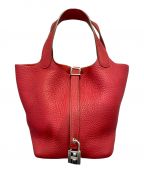 HERMESエルメス）の古着「ピコタンロック PM/シルバー金具/トリヨンクレマンス/レッド/□P刻印」｜レッド