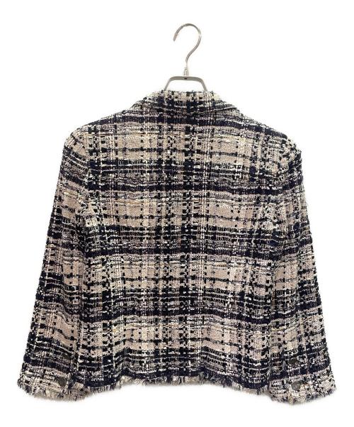 CHANEL（シャネル）CHANEL (シャネル) ツイードジャケット ホワイト×ネイビー サイズ:36の古着・服飾アイテム