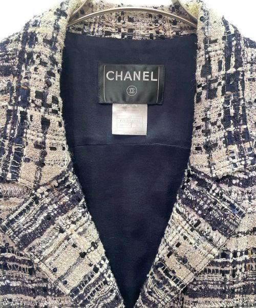 CHANEL（シャネル）CHANEL (シャネル) ツイードジャケット ホワイト×ネイビー サイズ:36の古着・服飾アイテム