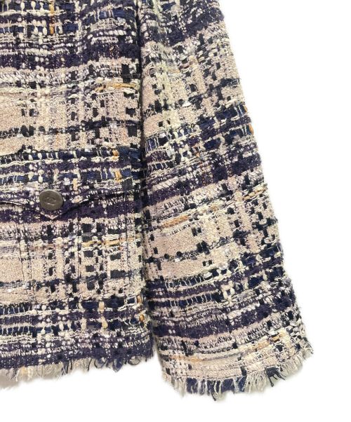 CHANEL（シャネル）CHANEL (シャネル) ツイードジャケット ホワイト×ネイビー サイズ:36の古着・服飾アイテム