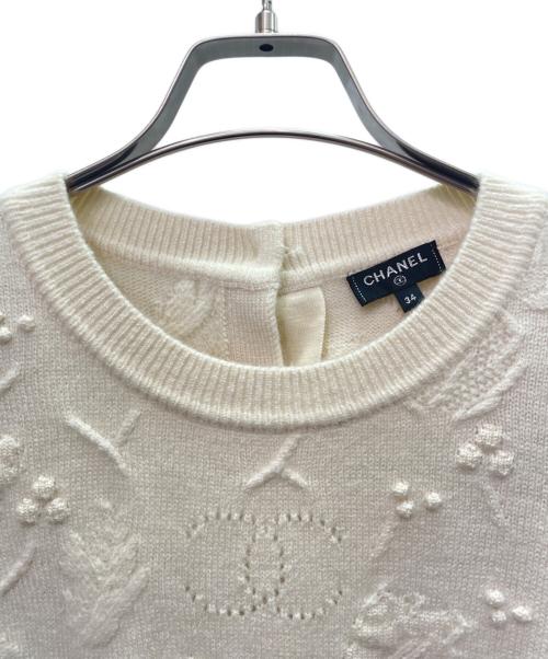 CHANEL（シャネル）CHANEL (シャネル) カシミヤウールニットワンピース P70970K10170 2021年製 ホワイト サイズ:34の古着・服飾アイテム