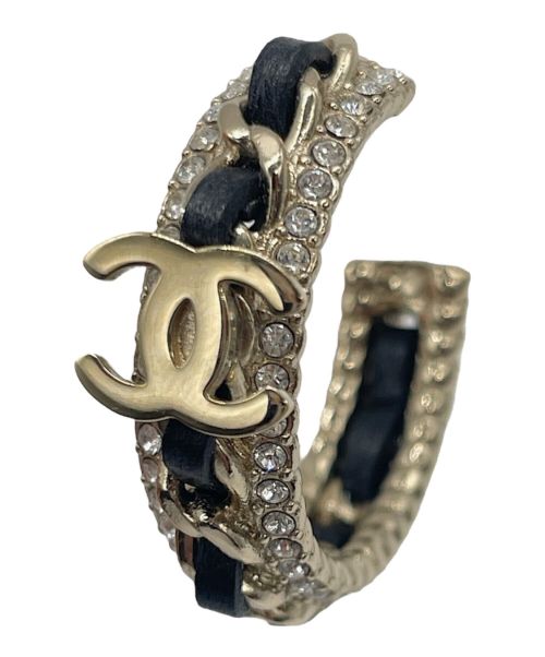 CHANEL（シャネル）CHANEL (シャネル) ココマーク フープ ピアス ブラック×シャンパンゴールドの古着・服飾アイテム