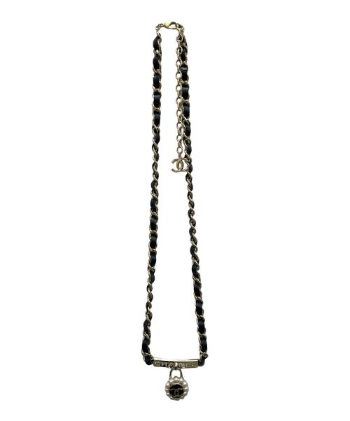 CHANEL（シャネル）CHANEL (シャネル) プレート付チェーンベルト ブラック×シャンパンゴールドの古着・服飾アイテム