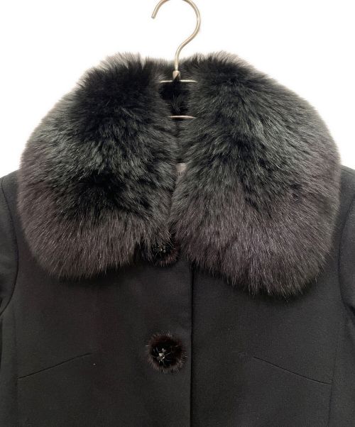 Christian Dior（クリスチャン ディオール）Christian Dior (クリスチャン ディオール) ファー付カシミヤコート ブラック サイズ:38の古着・服飾アイテム