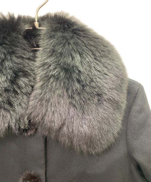 Christian Dior（クリスチャン ディオール）Christian Dior (クリスチャン ディオール) ファー付カシミヤコート ブラック サイズ:38の古着・服飾アイテム