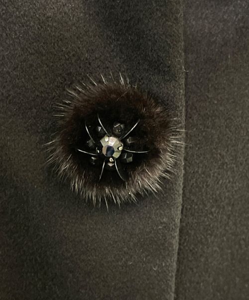 Christian Dior（クリスチャン ディオール）Christian Dior (クリスチャン ディオール) ファー付カシミヤコート ブラック サイズ:38の古着・服飾アイテム