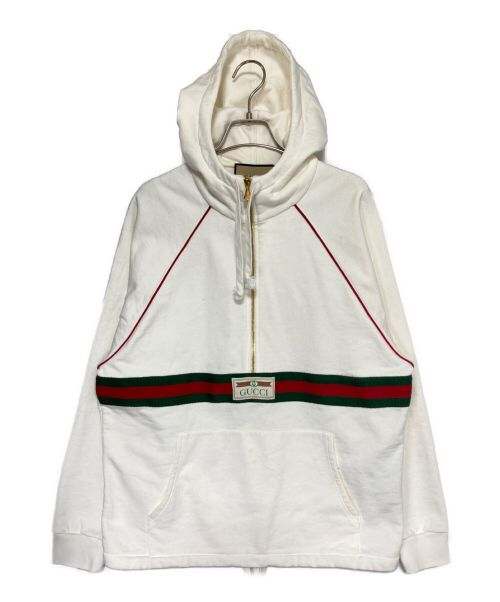GUCCI（グッチ）GUCCI (グッチ) ウェブ＆GUCCI ラベル付き スウェットシャツ アイボリー サイズ:XSの古着・服飾アイテム