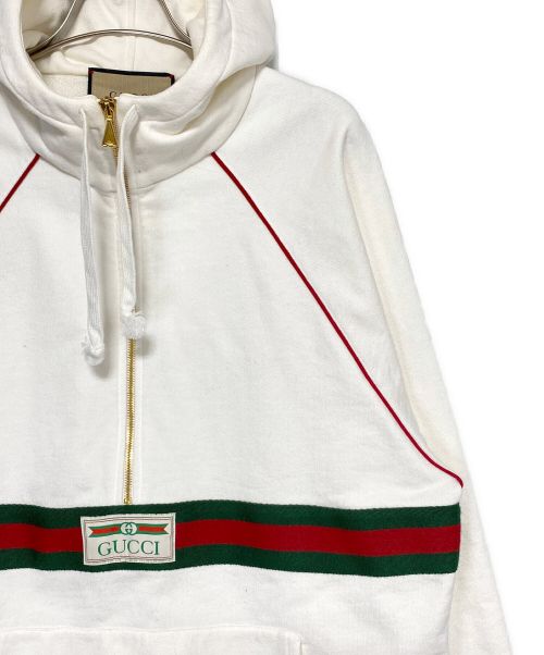 GUCCI（グッチ）GUCCI (グッチ) ウェブ＆GUCCI ラベル付き スウェットシャツ アイボリー サイズ:XSの古着・服飾アイテム