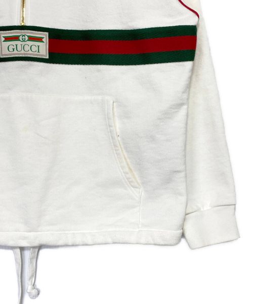 GUCCI（グッチ）GUCCI (グッチ) ウェブ＆GUCCI ラベル付き スウェットシャツ アイボリー サイズ:XSの古着・服飾アイテム