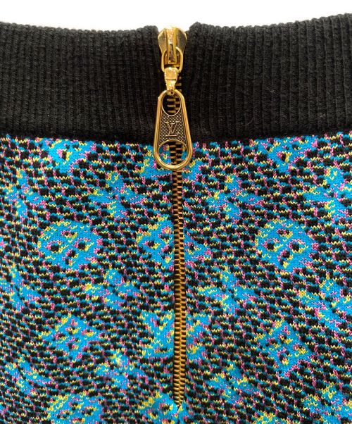 LOUIS VUITTON（ルイ ヴィトン）LOUIS VUITTON (ルイ ヴィトン) シルク混ニットスカート ブルー×ブラック サイズ:XSの古着・服飾アイテム