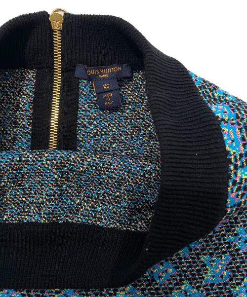 LOUIS VUITTON（ルイ ヴィトン）LOUIS VUITTON (ルイ ヴィトン) シルク混ニットスカート ブルー×ブラック サイズ:XSの古着・服飾アイテム