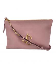 JIMMY CHOO（ジミーチュウ）の古着「レザーショルダーバッグ」｜ピンク×ゴールド