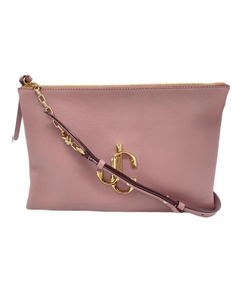 JIMMY CHOO（ジミーチュウ）JIMMY CHOO (ジミーチュウ) レザーショルダーバッグ ピンク×ゴールドの古着・服飾アイテム