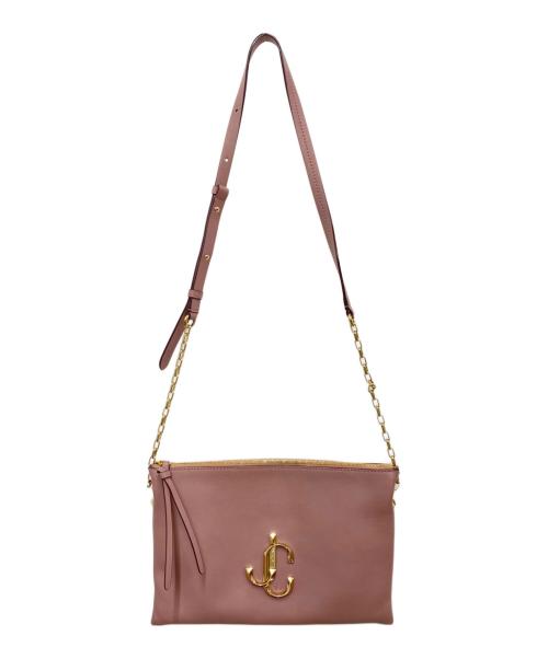 JIMMY CHOO（ジミーチュウ）JIMMY CHOO (ジミーチュウ) レザーショルダーバッグ ピンク×ゴールドの古着・服飾アイテム