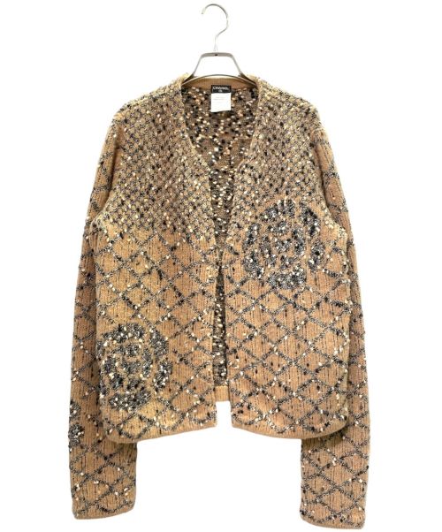 CHANEL（シャネル）CHANEL (シャネル) ニットカーディガン ベージュ×グレー サイズ:38の古着・服飾アイテム